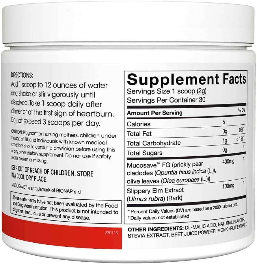 Digestive Supplement for Acid Issues - Silver Fern Reflux - 30 Servings - Mucosal Support - Mucosave FG and Slippery Elm Bark