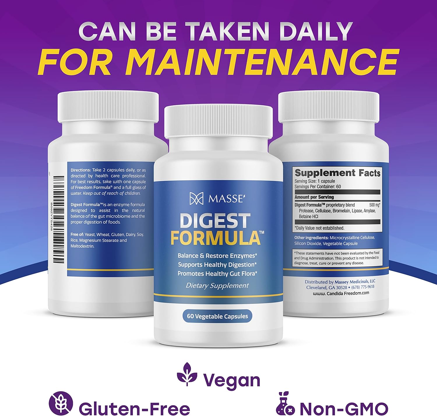 Digestive Supplement for Optimal Gut Health and Probiotic Balance - MASSE' Formula