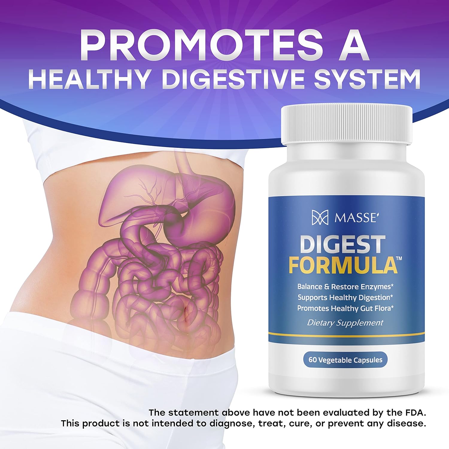 Digestive Supplement for Optimal Gut Health and Probiotic Balance - MASSE' Formula