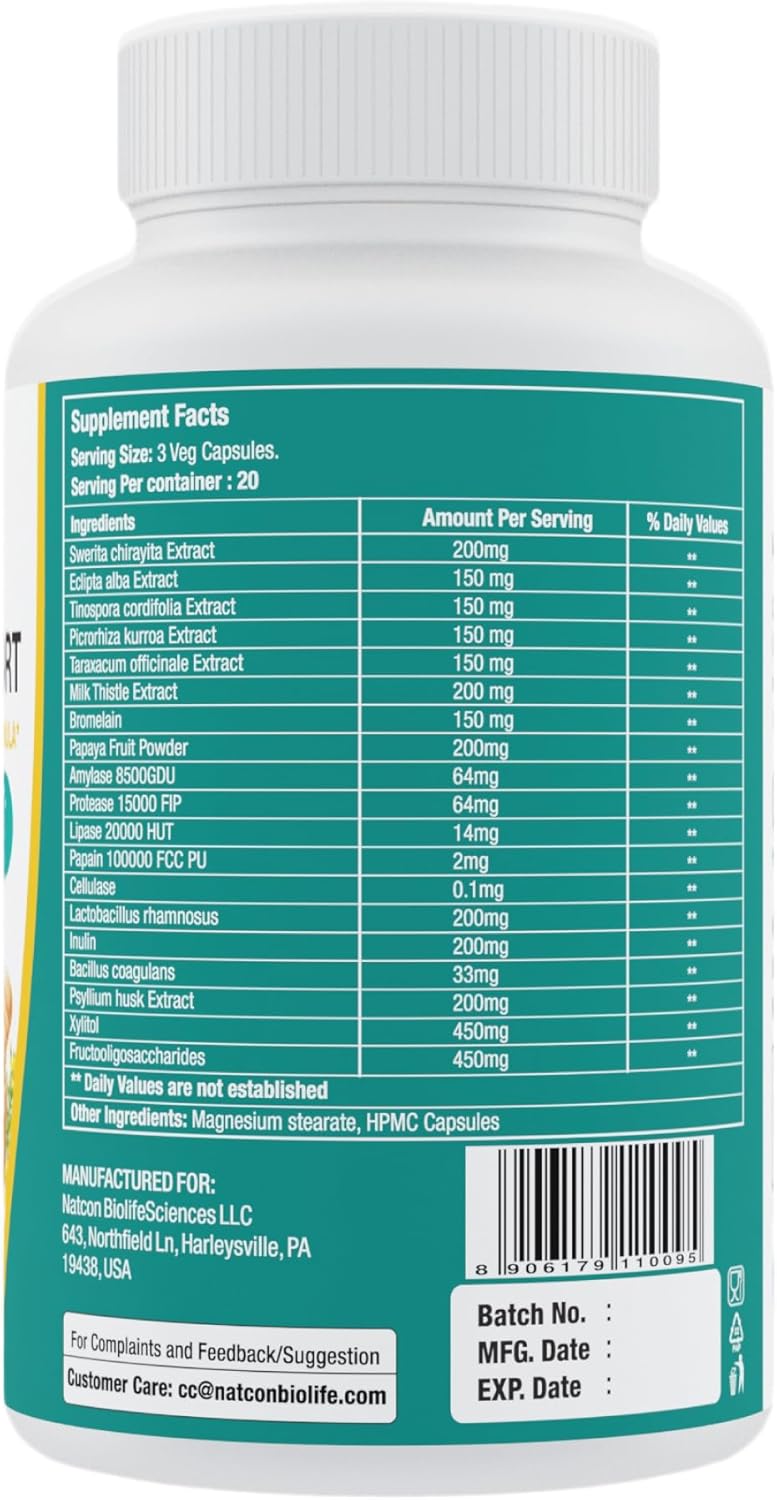 Digestive Support Capsules with Probiotics, Enzymes, and Phyto Extracts for Gut Health | 60 Veg Capsules