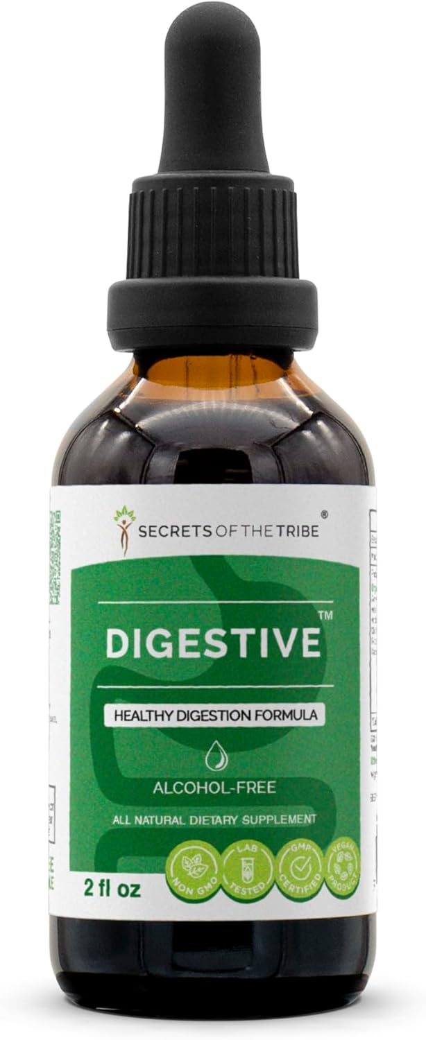 Digestive Support Herbal Supplement Liquid Extract - Alcohol-Free Formula for Healthy Digestion (2 fl oz) by Secrets of the Tribe