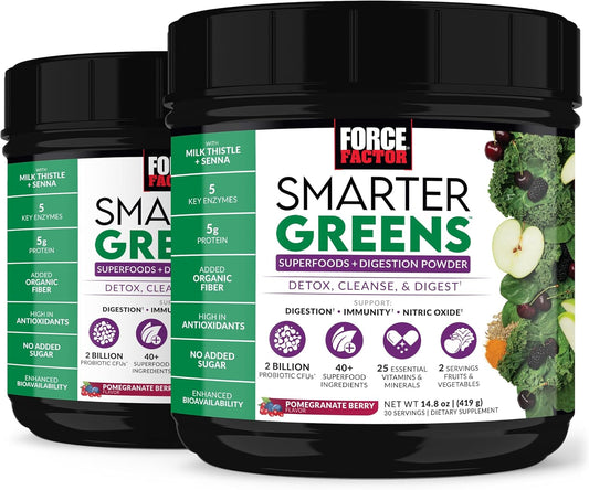 Digestive Support Superfoods Powder with Probiotics & Prebiotics, Enzymes, Adaptogens - Pomegranate Berry, 60 Servings