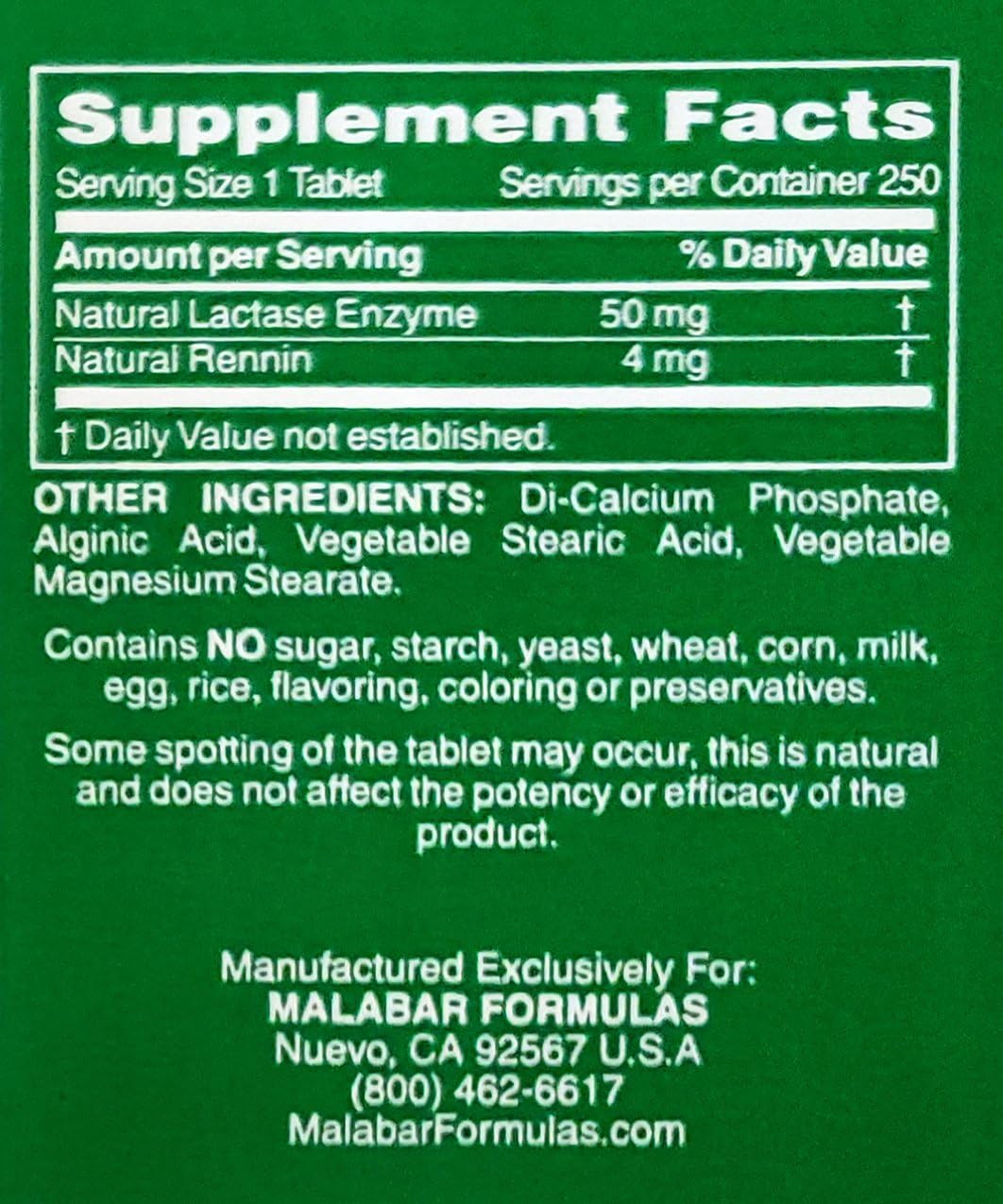 Digestive Support Supplement - Malabar Super Milk Digestant - 250 Tablets
