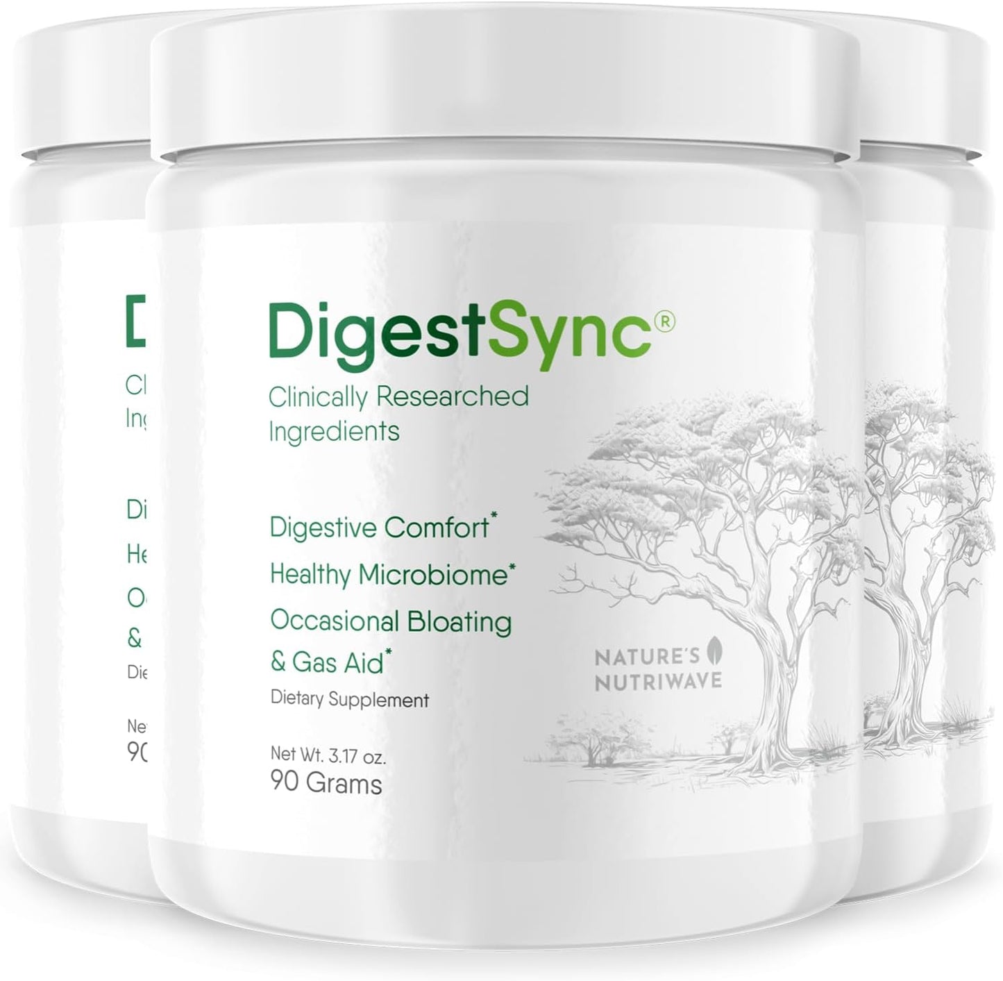 DigestSync Digestion Supplement: Natural Gut Health Powder for Bloating Relief - 100% Green Powder, 3 Months Supply