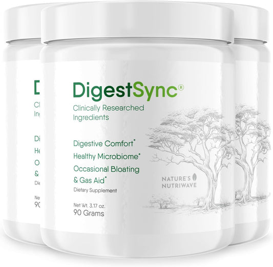 DigestSync Digestion Supplement: Natural Gut Health Powder for Bloating Relief - 100% Green Powder, 3 Months Supply