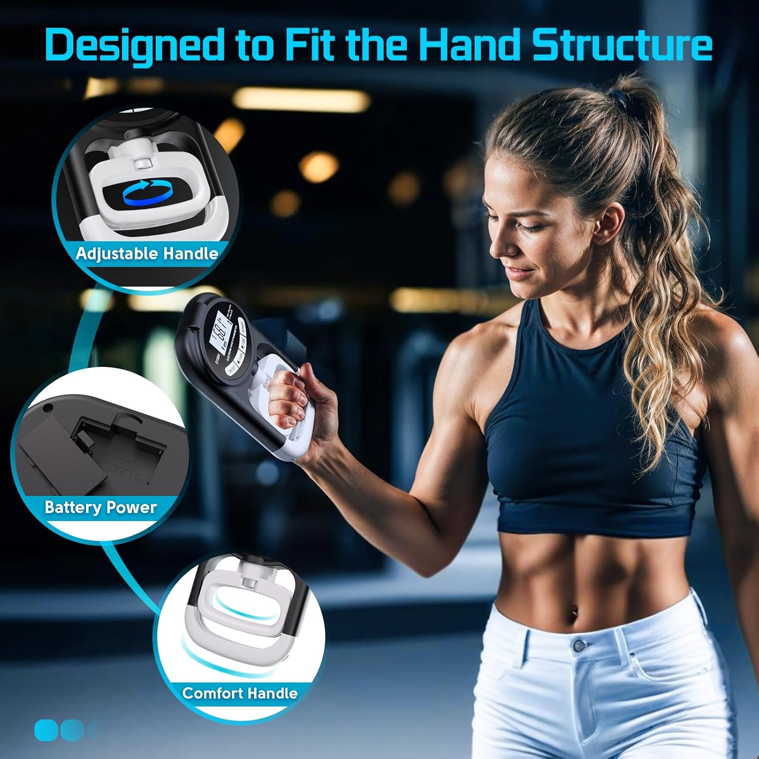 Digital Hand Dynamometer Grip Strength Tester - Electronic Hand Gripper Trainer for Wrist Exercise - 265 Lbs / 120 Kgs - Sport School Home Use