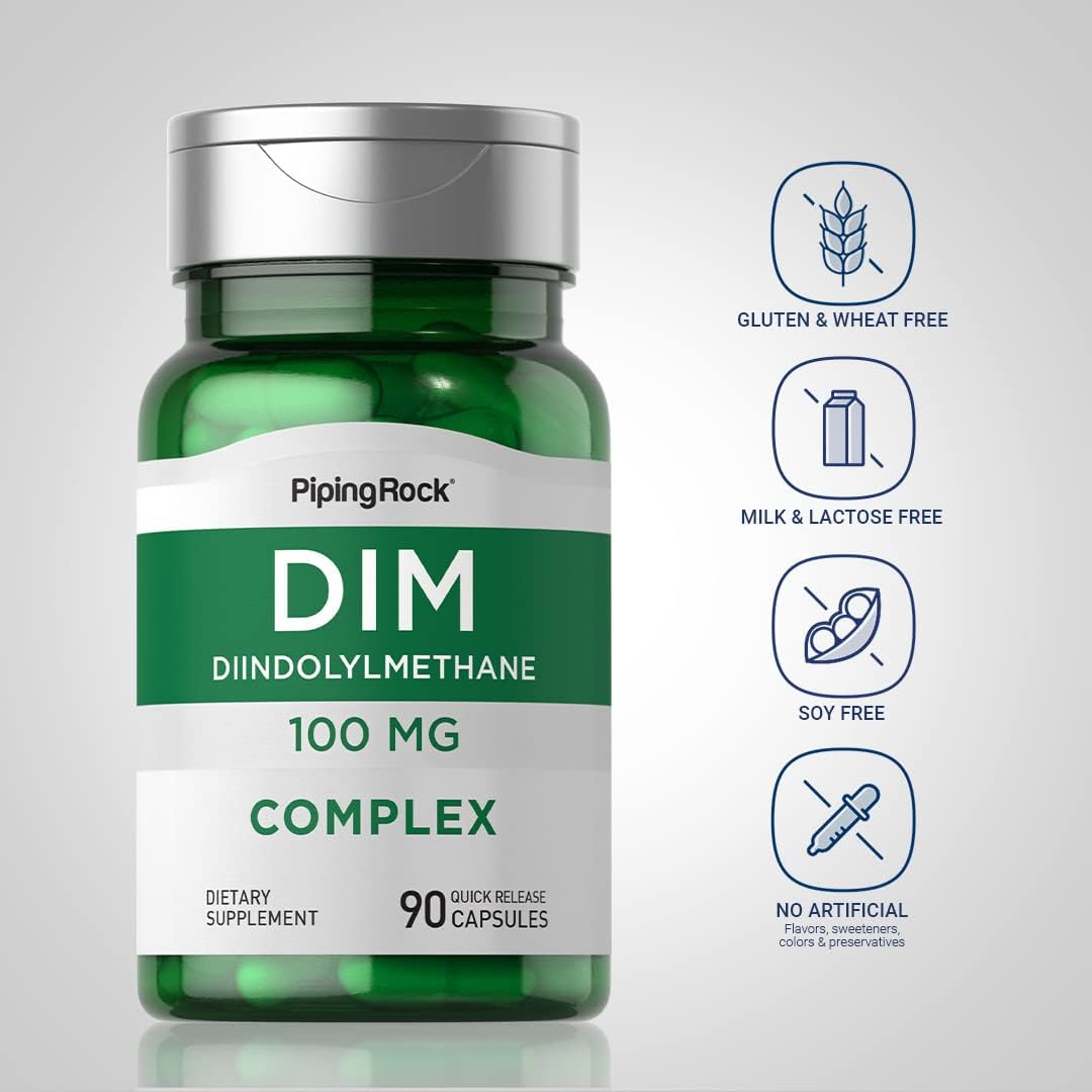 Diindolylmethane (DIM) Supplement 100mg - 90 Capsules for Women & Men - Non-GMO, Gluten Free