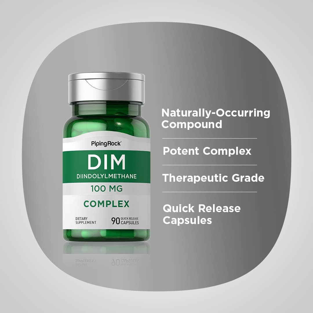 Diindolylmethane (DIM) Supplement 100mg - 90 Capsules for Women & Men - Non-GMO, Gluten Free