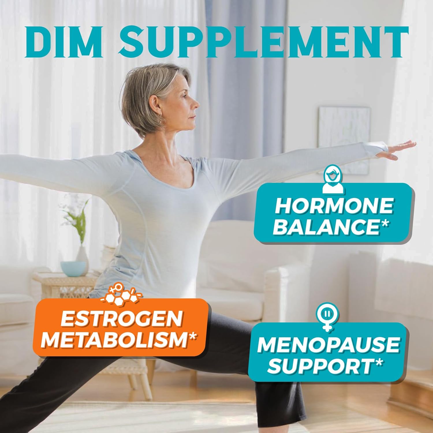 DIM Supplement for Menopause Support & Hormone Balance - 300mg with Black Pepper Extract - 60 Capsules - Vitalibre