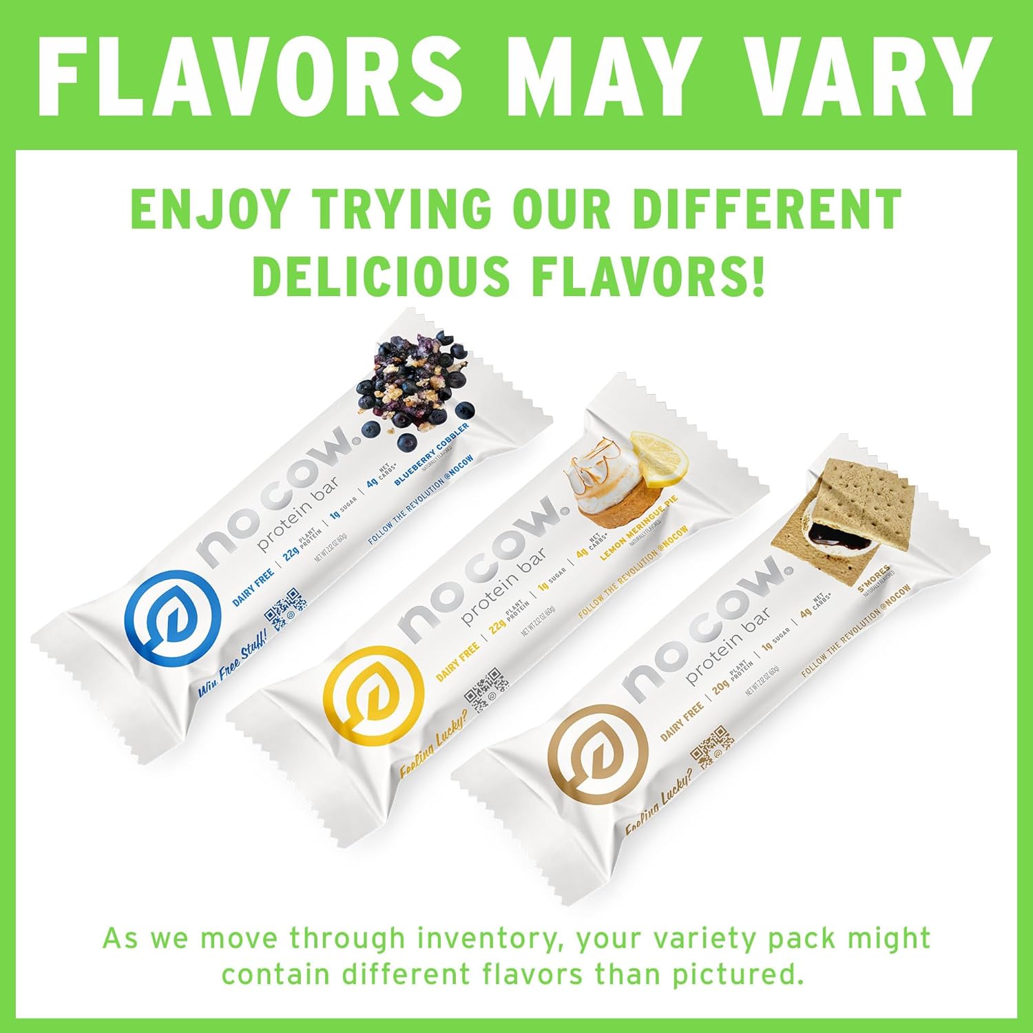Dipped Variety Pack of No Cow High Protein Bars - 20g Vegan Protein, High Fiber, Low Sugar, Keto Friendly - Dairy & Gluten Free - 12 Count