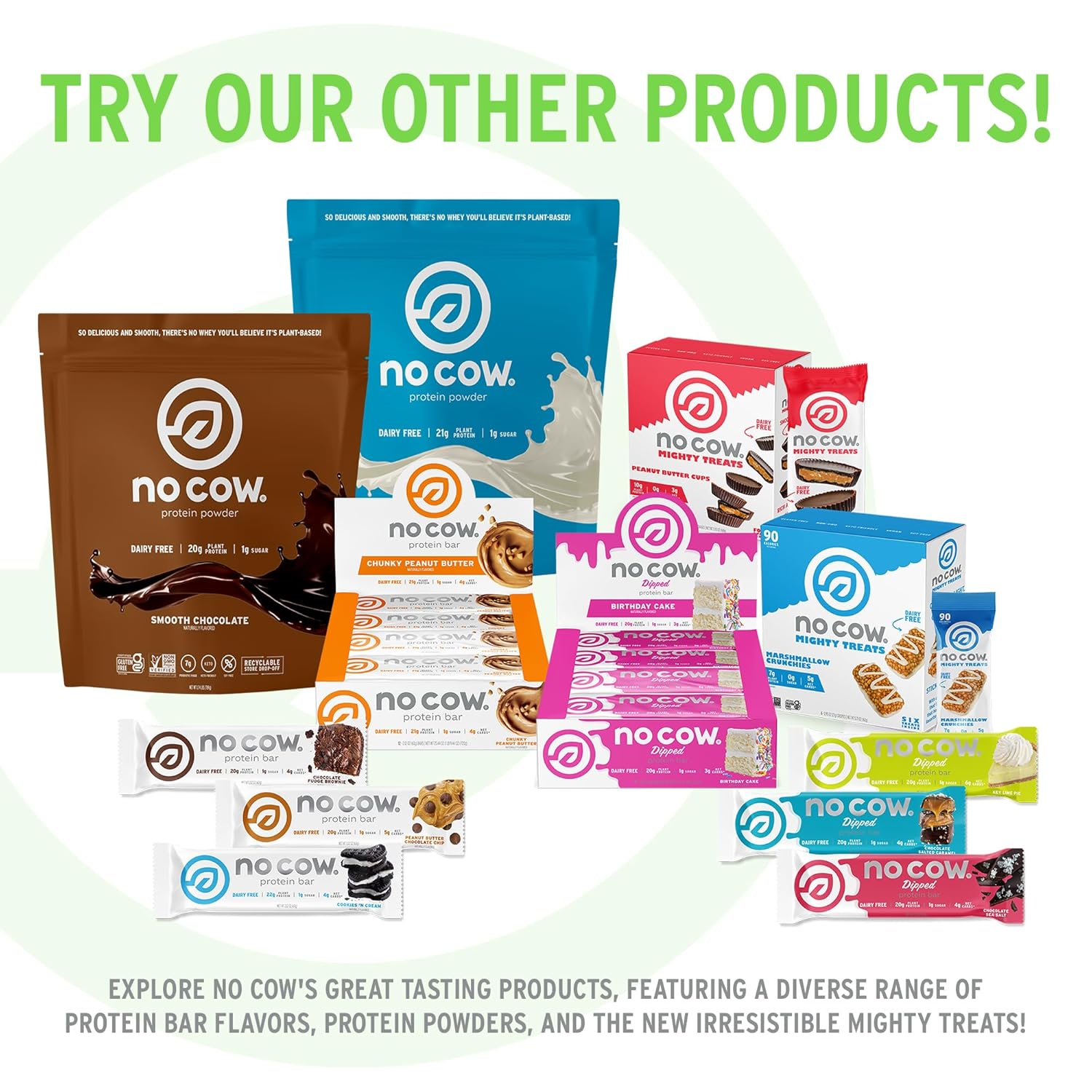 Dipped Variety Pack of No Cow High Protein Bars - 20g Vegan Protein, High Fiber, Low Sugar, Keto Friendly - Dairy & Gluten Free - 12 Count