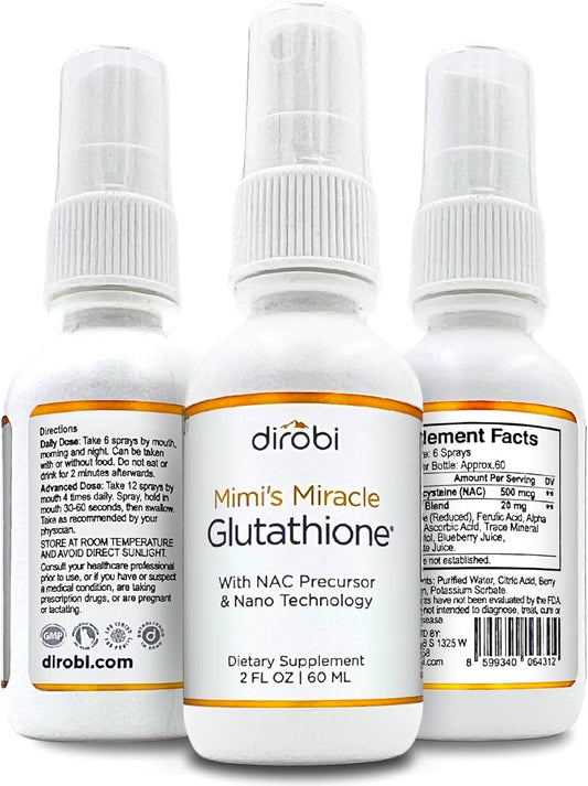 Dirobi Mimi's Miracle Glutathione Spray - Antioxidant Supplement with Ascorbic Acid, Blueberry & Pomegranate Extracts - 4 oz Spray for Adults & Kids
