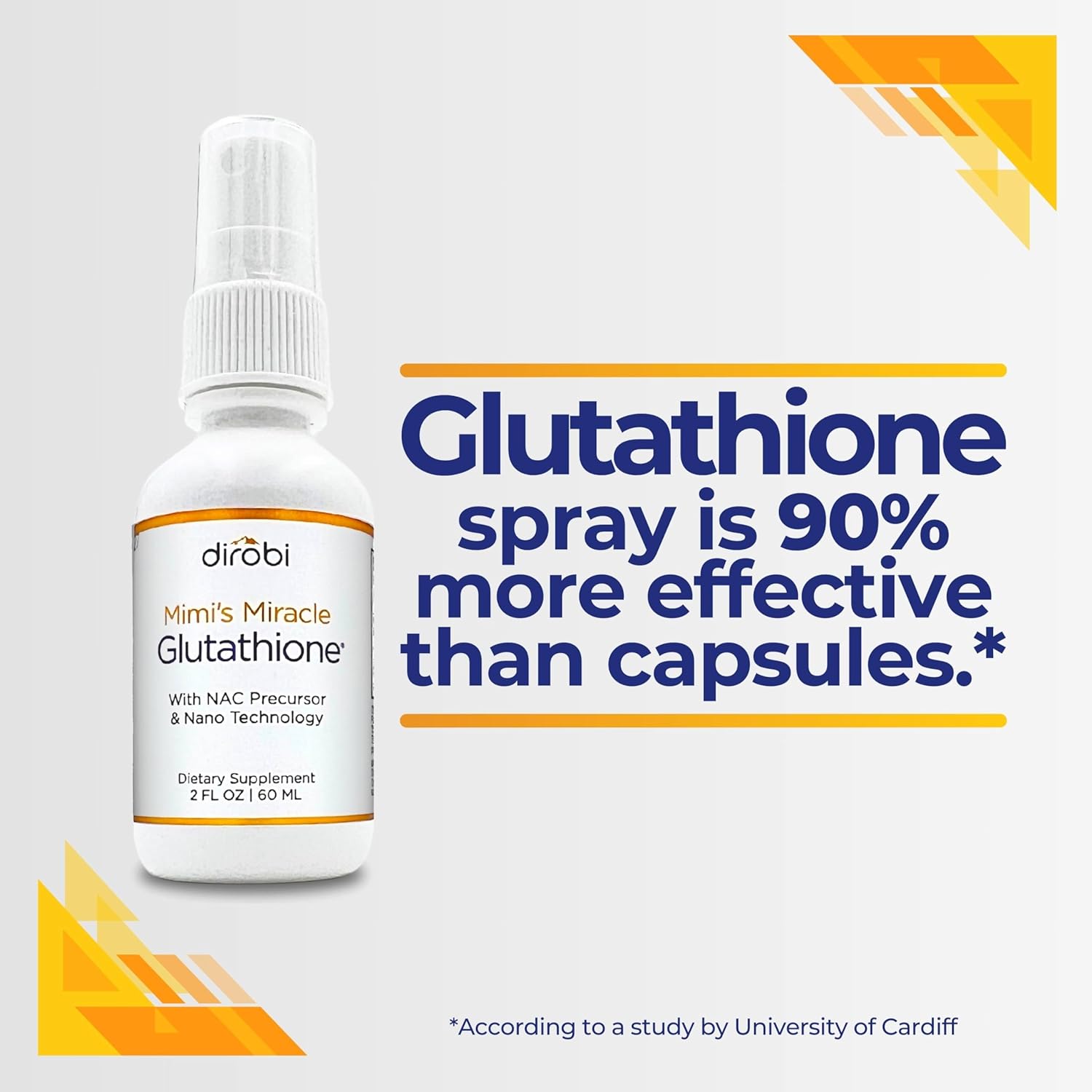 Dirobi Mimi's Miracle Glutathione Spray with Ascorbic Acid, Blueberry & Pomegranate Extracts - Sublingual Antioxidant Supplement for Adults & Kids - 2oz Spray Dosage