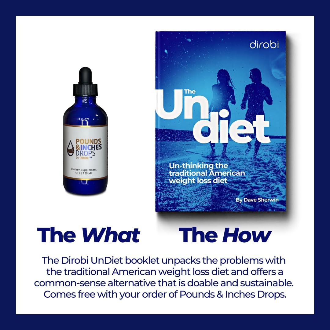 Dirobi Pounds and Inches Drops - Liquid Weight Management Supplement for Women and Men - Blueberry Flavor
