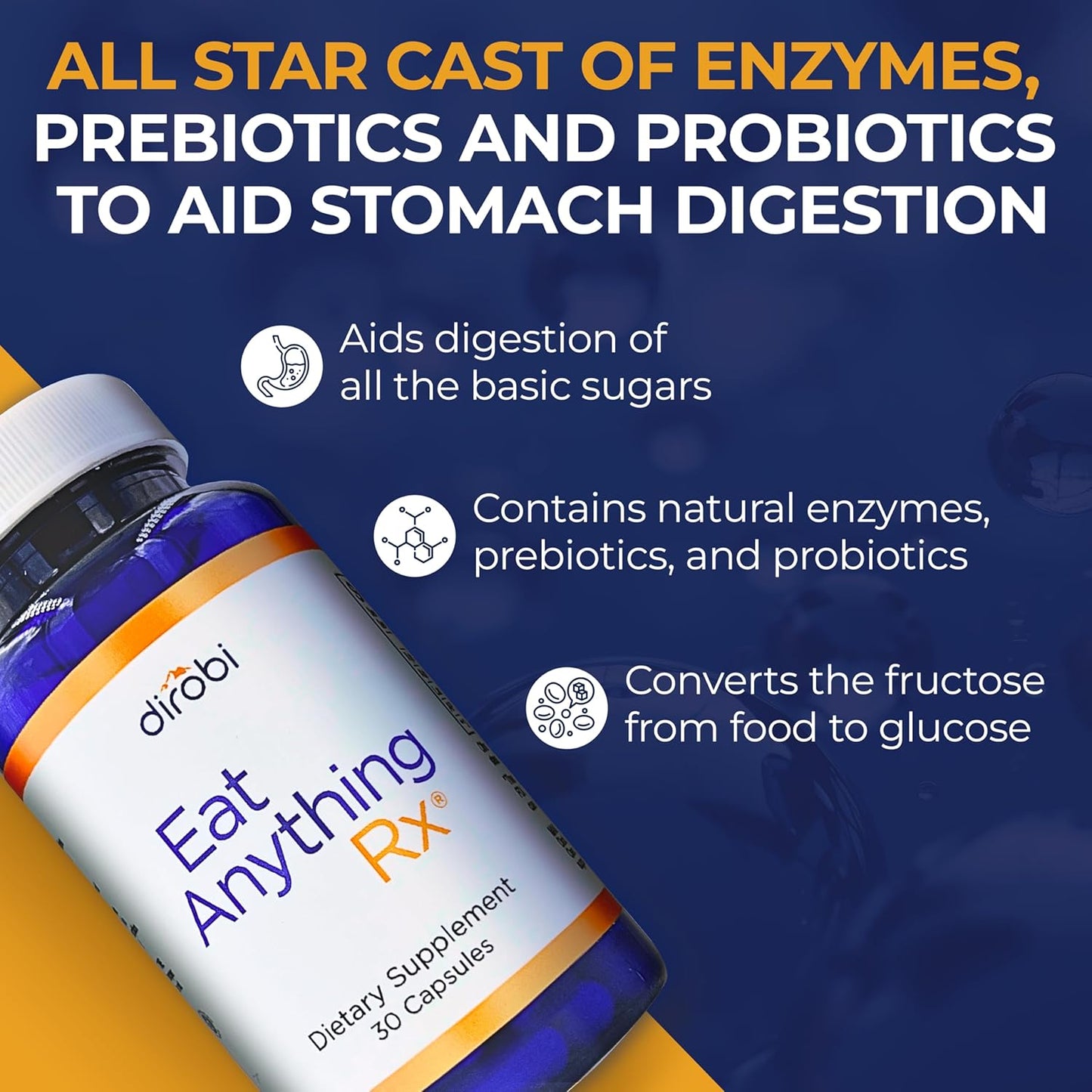 Dirobi Xylose Isomerase Enzymes for FODMAPs & Digestion - Gas & Bloating Relief - 120 Capsules