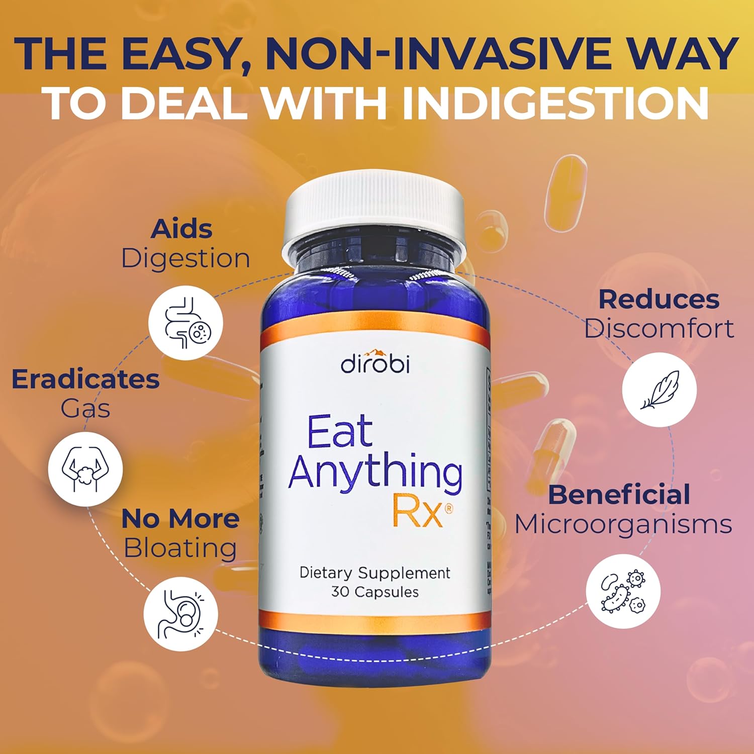 Dirobi Xylose Isomerase Enzymes for FODMAPs & Digestion - Gas & Bloating Relief - 120 Capsules