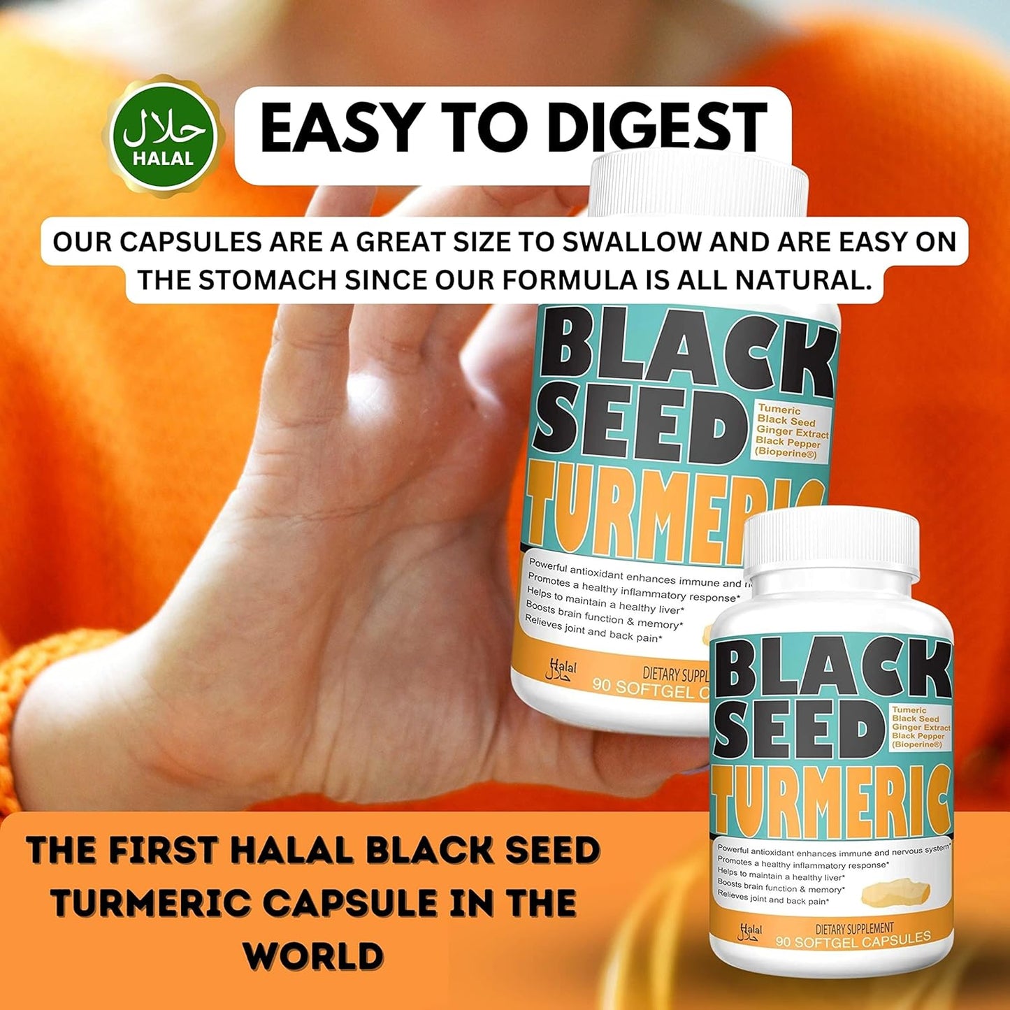 Discover the Power of Sweet Sunnah Black Seed Turmeric Capsules with Curcumin, Ginger, and Bioperine for Maximum Benefits - 60 Veggie Capsules