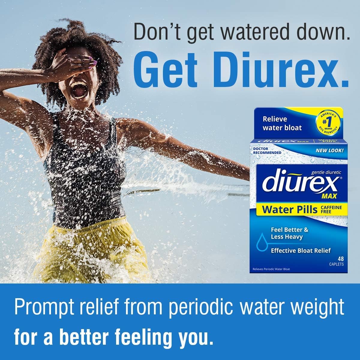 Diurex Max - Caffeine-Free Diuretic Water Pills, Maximum Strength for Bloating Relief, 96 Count (2 Pack)