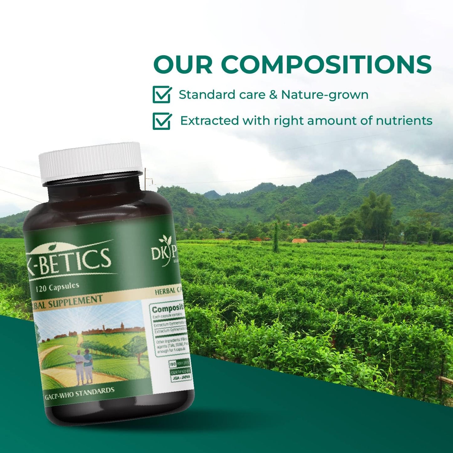 DK Pharma DKBetics Gymnema Sylvestre Health Supplements - 120 Capsules, 225mg - Natural Herbal Support - GACP/WHO Standards - 1 Month Supply