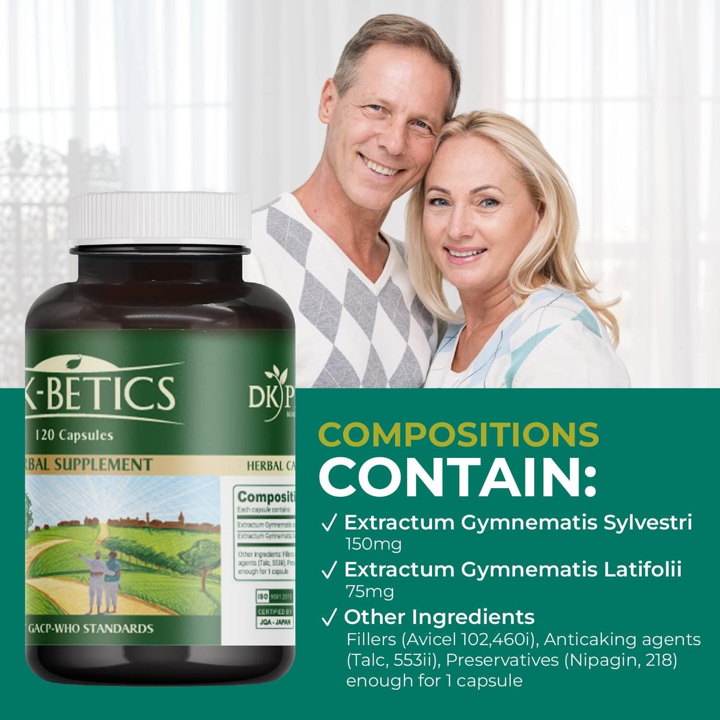 DK Pharma DKBetics Gymnema Sylvestre Health Supplements - 120 Capsules, 225mg - Natural Herbal Support - GACP/WHO Standards - 1 Month Supply