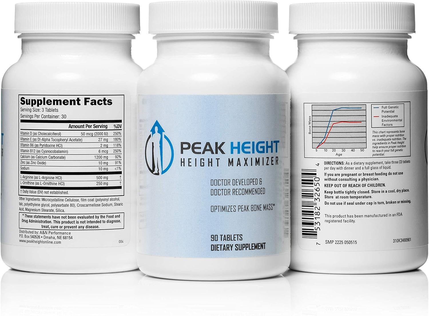 Doctor-Developed Peak Height Growth Supplement for Kids, Teens, Women, and Men - Daily Support Pills for Height Growth - 12 Month Supply