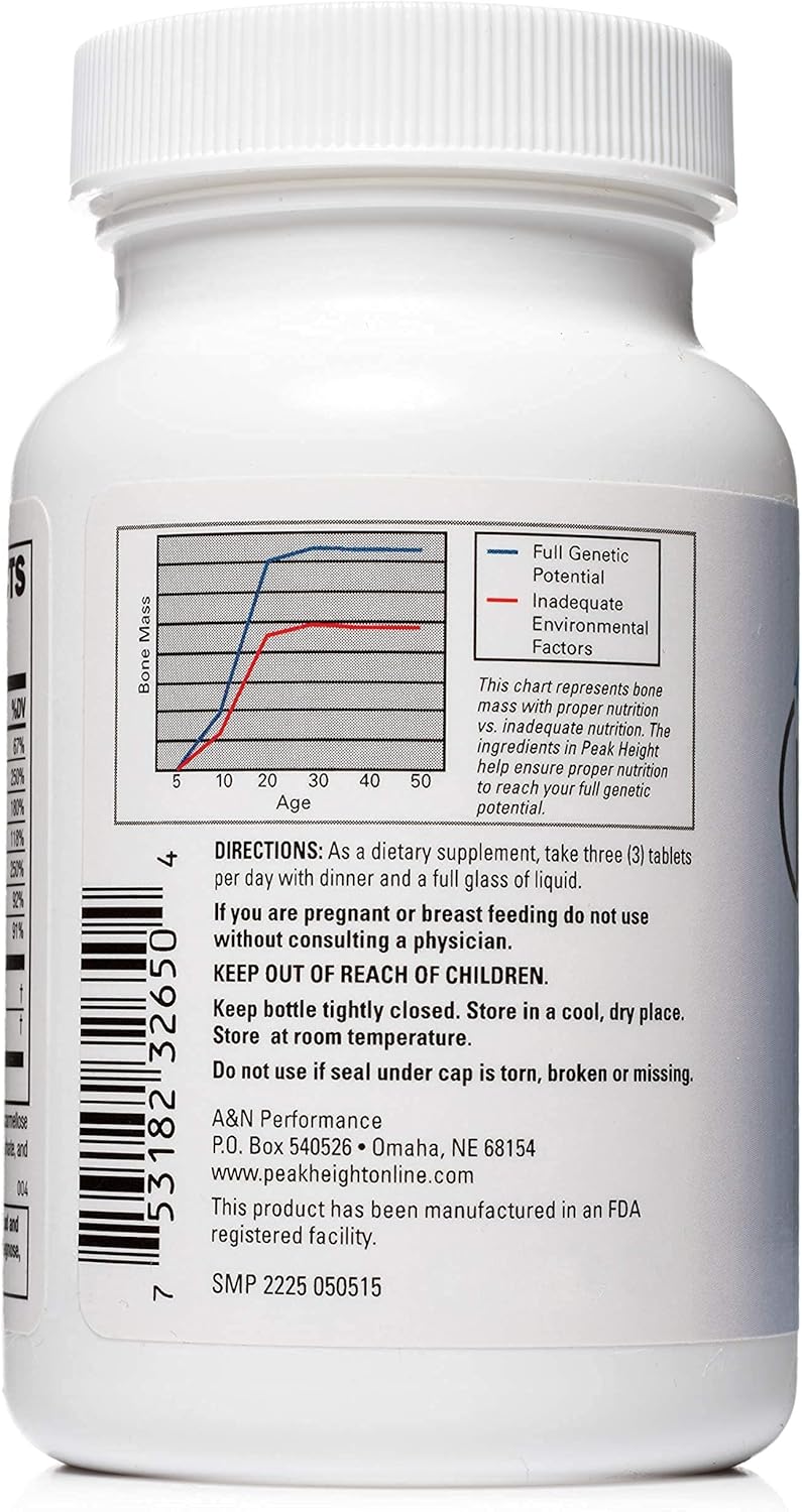 Doctor-Developed Peak Height Growth Supplement for Kids, Teens, Women, and Men - Daily Support Pills for Height Growth - 12 Month Supply