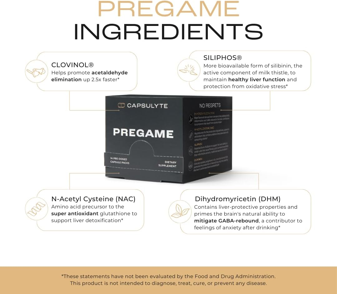 Doctor Formulated Alcohol Aid and Recovery Bundle | Liver Health, Electrolytes, Vitamins, Minerals | CAPSULYTE Pregame & Hydration | 56 Capsules