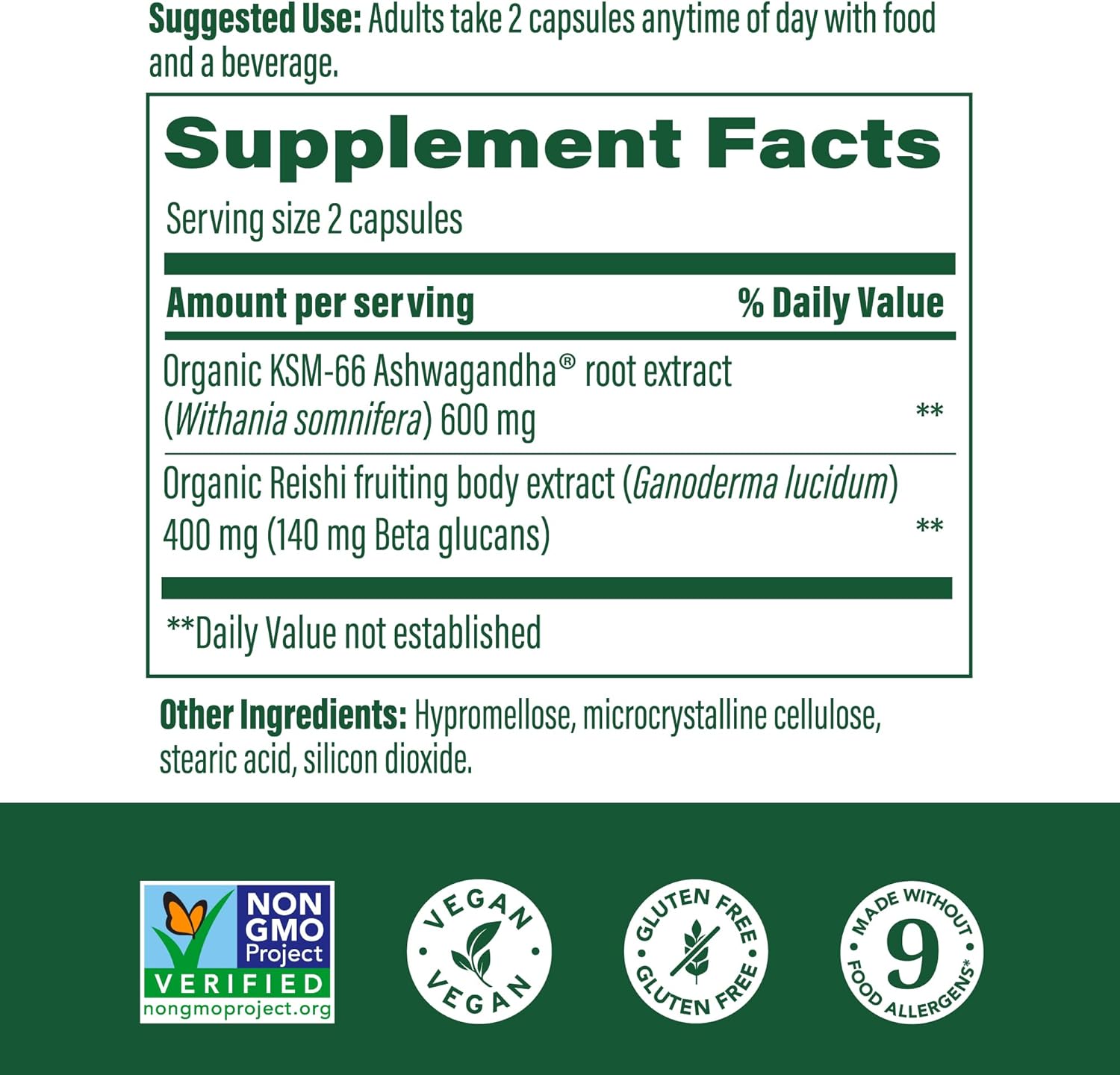 Doctor Formulated Mushroom Stress Relief Supplement with Reishi & Ashwagandha - 60 Capsules, Vegan & Gluten-Free - Clinically Studied to Reduce Stress