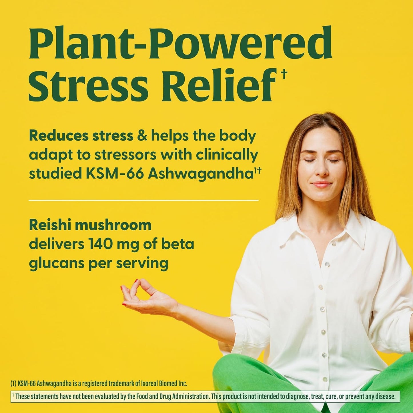 Doctor Formulated Mushroom Stress Relief Supplement with Reishi & Ashwagandha - 60 Capsules, Vegan & Gluten-Free - Clinically Studied to Reduce Stress
