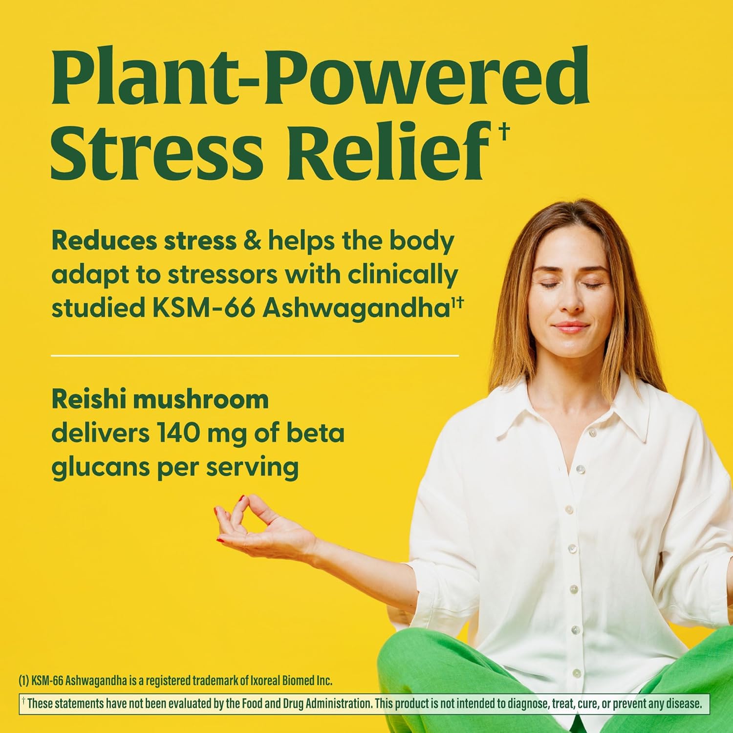 Doctor Formulated Mushroom Stress Relief Supplement with Reishi & Ashwagandha - 60 Capsules, Vegan & Gluten-Free - Clinically Studied to Reduce Stress