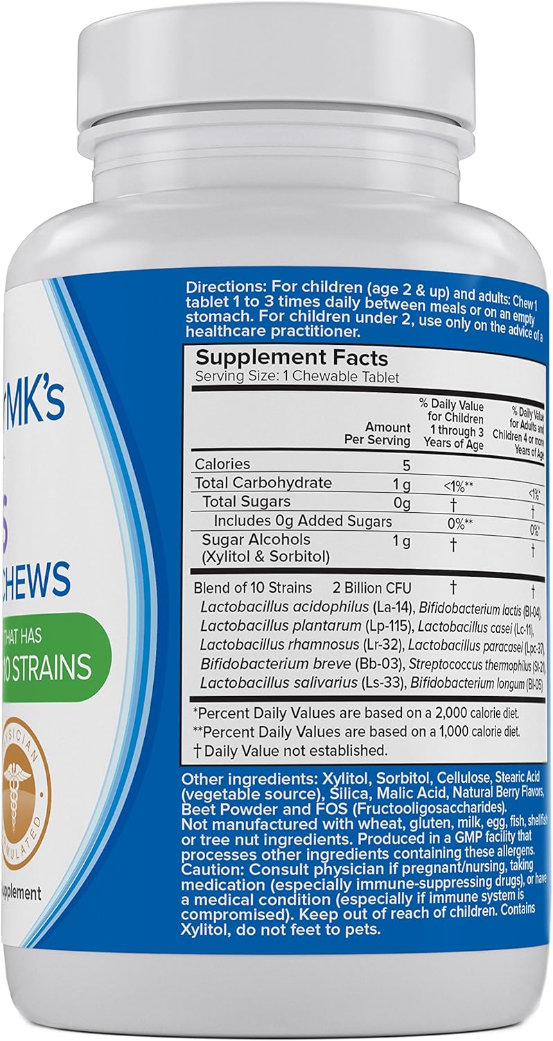 Doctor MK's Natural Kids Probiotics Chewable - Sugar Free Wild Berry Tablets for Vegetarian/Vegan Children by Doctor MK's®
