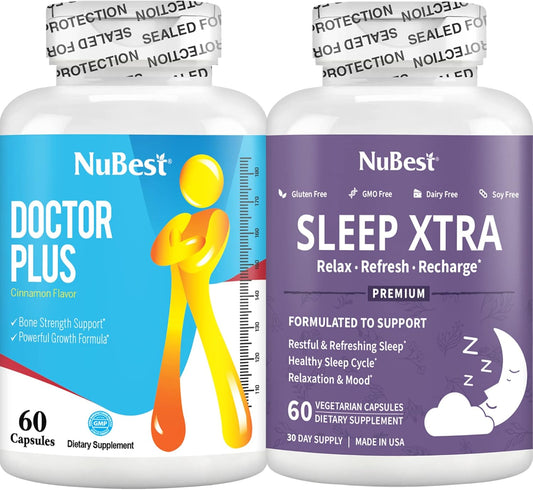 Doctor-Recommended Bundle for Strong Bones and Healthy Sleep in Children (10+) and Teens & Adults - NuBest Bone Strength Formula + Sleep Xtra
