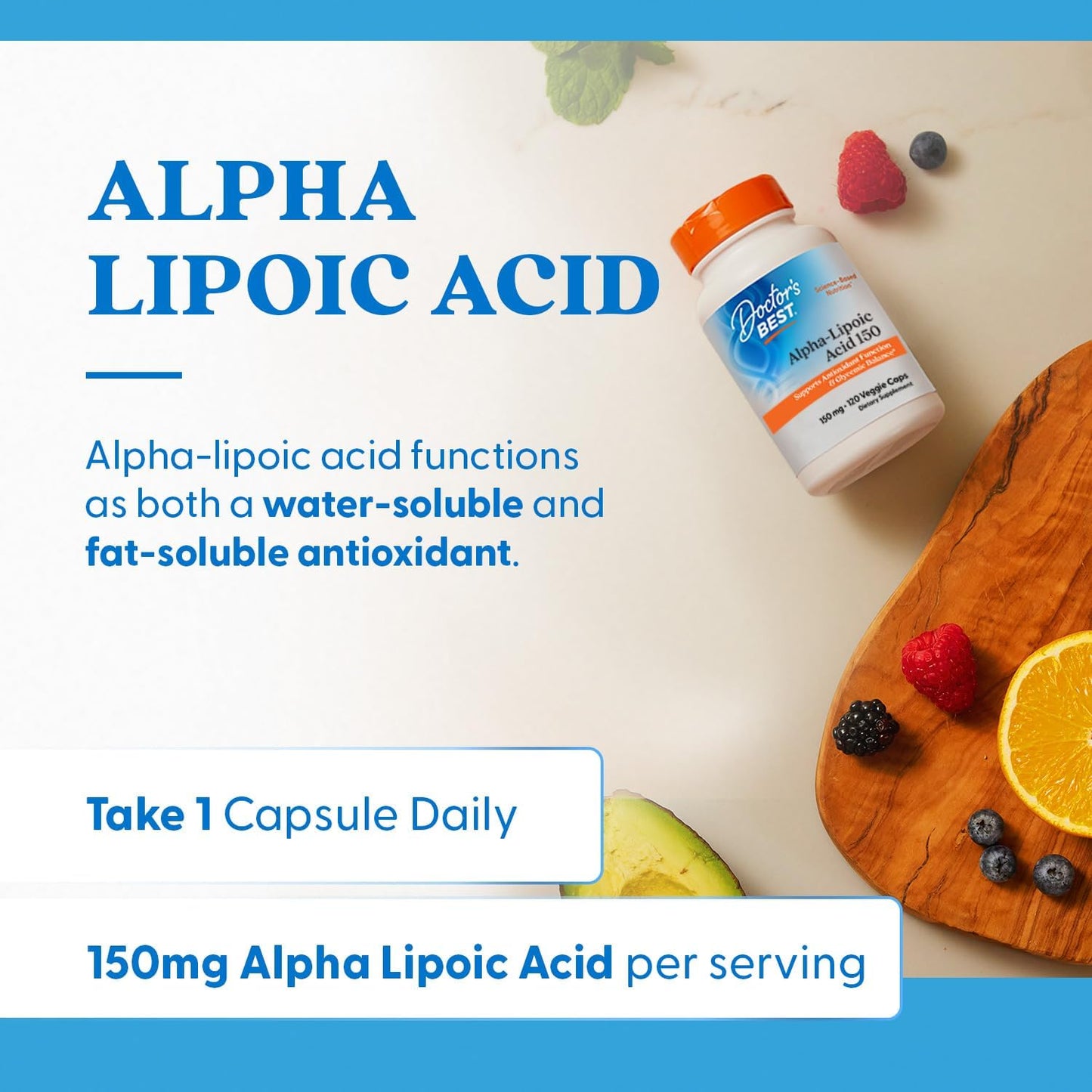 Doctor's Best Alpha-Lipoic Acid 150mg Capsules - Supports Glucose Metabolism and Antioxidant Regeneration - Non-GMO, Gluten-Free, Vegan, Soy-Free - 120 Count