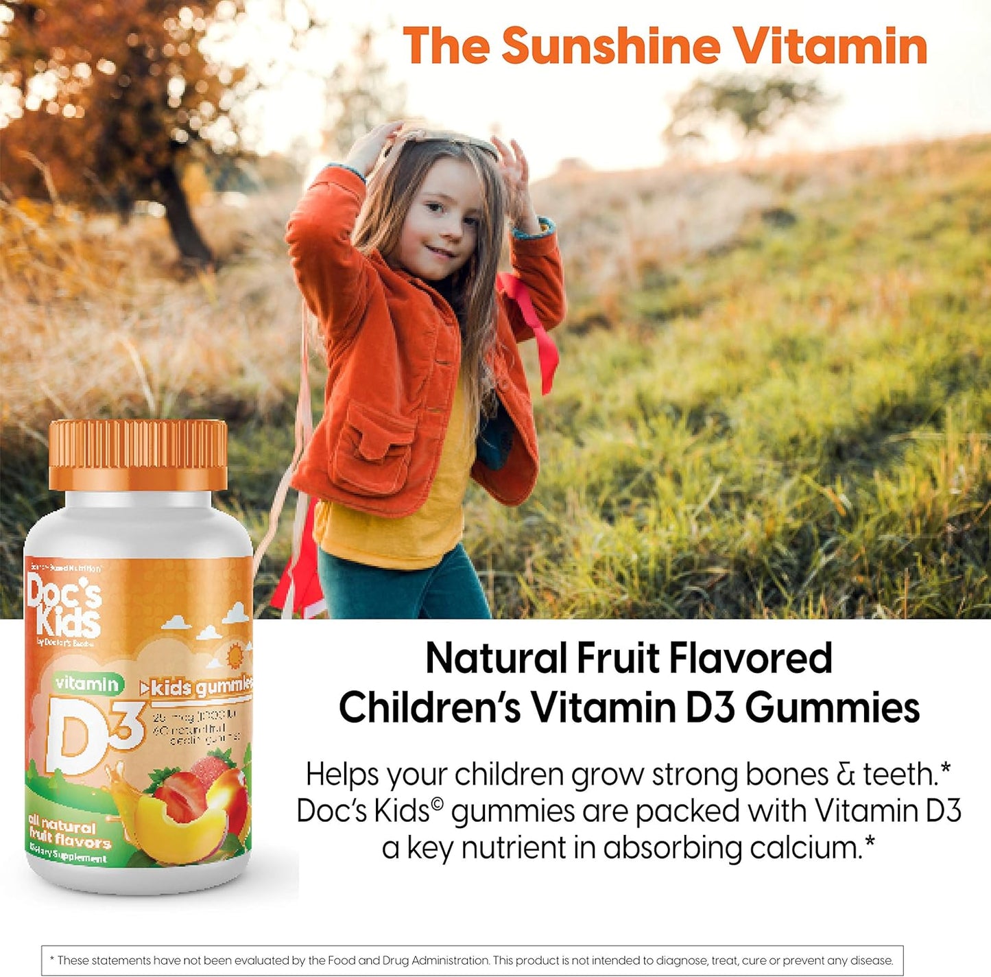 Doctor's Best Doc's Kids Vitamin D3 Gummies 1000iu for Children - Supports Bone Health, Immunity, 60 Count