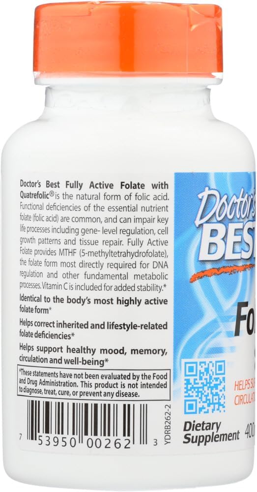 Doctor's Best Fully Active Folate 90 Vegetarian Capsules - High-Quality Supplement
