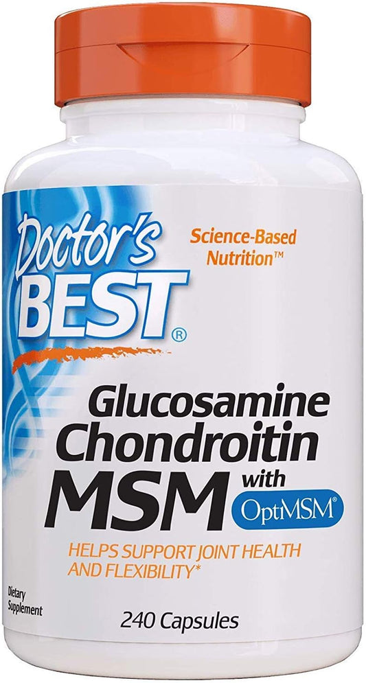 Doctor's BEST Glucosamine Chondroitin MSM Supplement - 240 Capsules for Joint Health and Mobility
