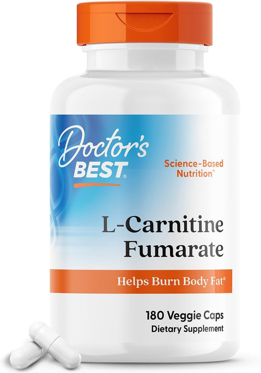 Doctor's BEST L-Carnitine Fumarate - Vegan Healthy Weight Support Supplement, Non-GMO, Gluten Free, Soy Free - 180 Veggie Capsules