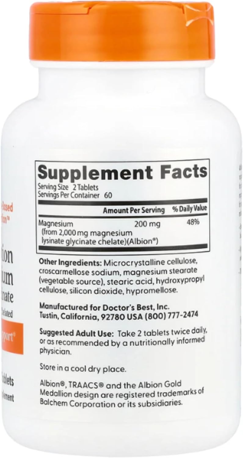 Doctor's Best Magnesium Supplement - 120 Tablets, High Absorption, Non-GMO