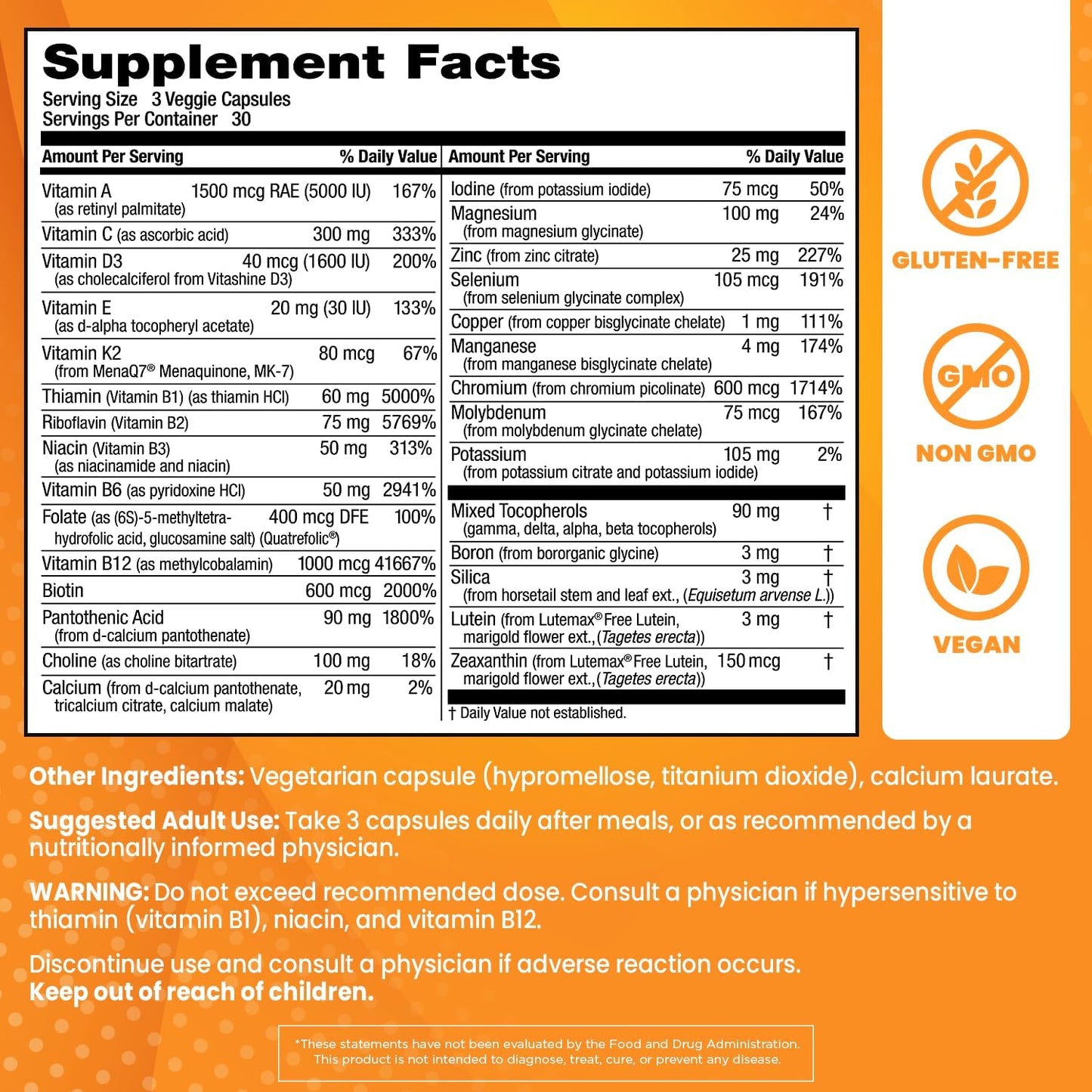 Doctors Best Multi-Vitamin Mineral Complex - Comprehensive Health Support, Non-GMO, Gluten Free, Vegan (90 Veggie Capsules) - BoostGo Australia