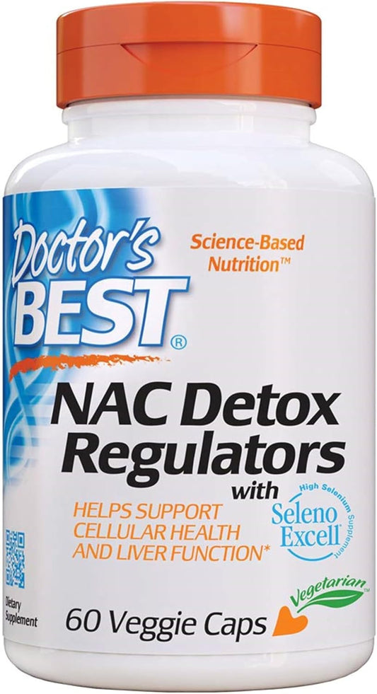 Doctor's Best NAC Detox Regulators with Seleno Excell - Non-GMO, Vegetarian, Gluten Free - 60 Veggie Capsules - BoostGo Australia