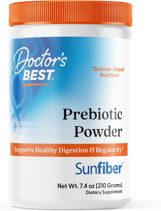 Doctor's Best Prebiotic Powder for Healthy Digestion & Regularity, Non-GMO, Gluten Free, Soy Free, Vegan, Unflavored, Easy to Dissolve - 7.4 oz