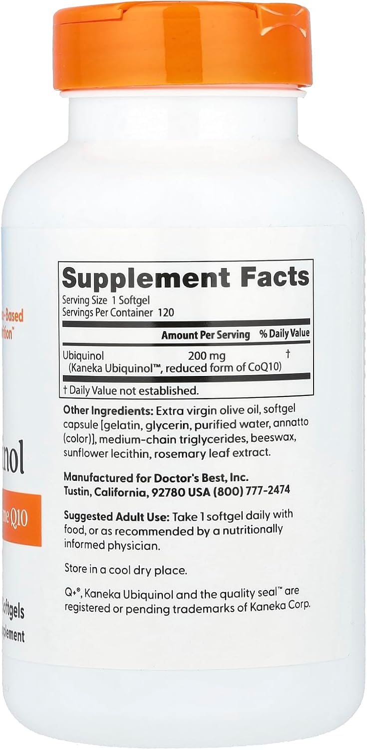Doctor's Best Ubiquinol Coenzyme Q1 120 Softgels - Non-GMO, Gluten Free, Soy Free