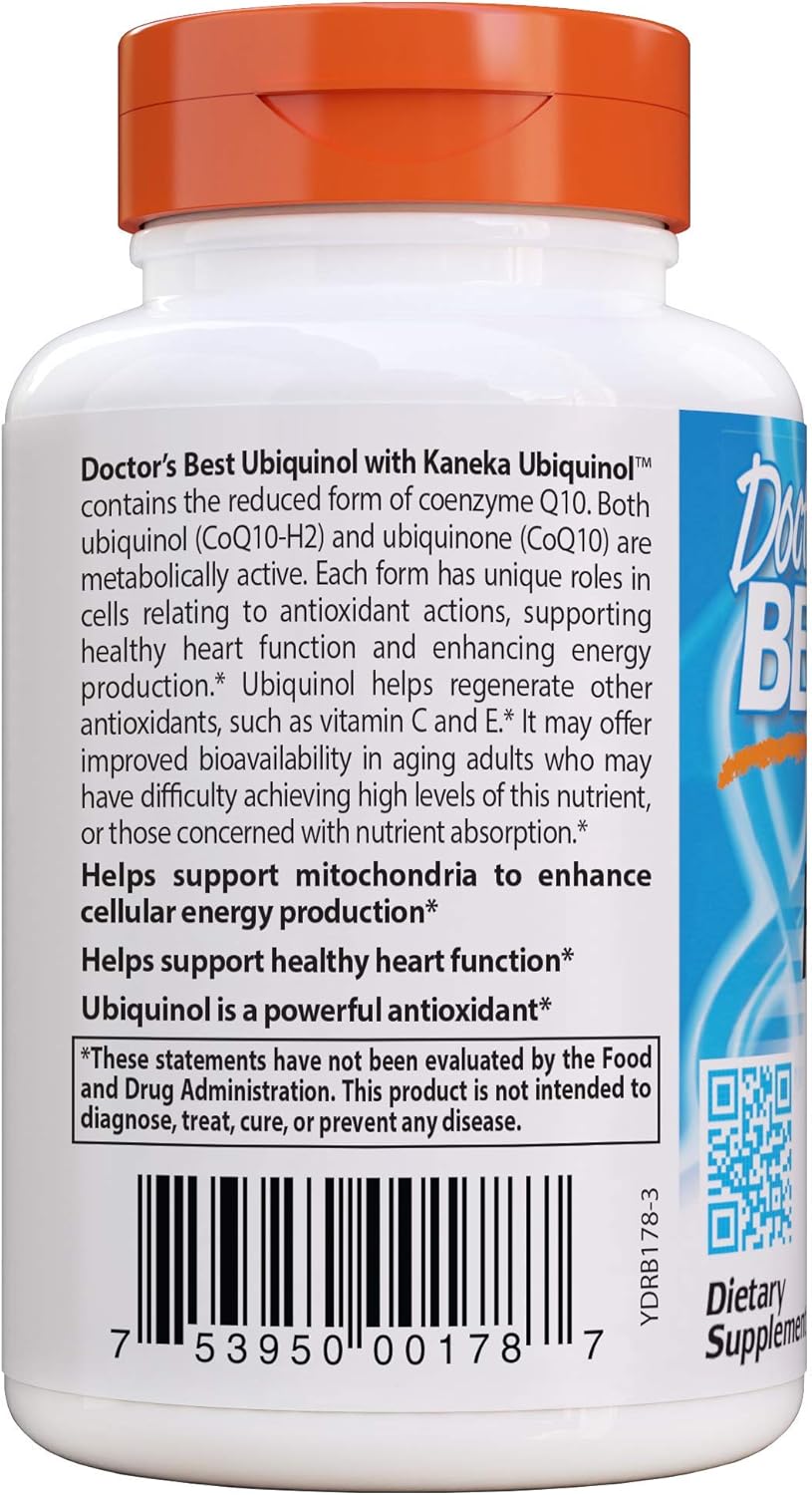 Doctor's Best Ubiquinol with Kaneka QH 50 mg - Heart Health Support - Non-GMO, Gluten & Soy Free - 90 Count Bottle