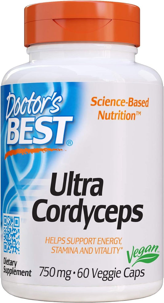 Doctor's Best Ultra Cordyceps Capsules - Non-GMO, Vegan, Gluten-Free, Soy-Free - 60 Count