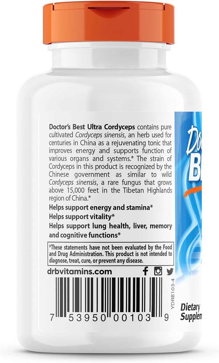 Doctor's Best Ultra Cordyceps Capsules - Non-GMO, Vegan, Gluten-Free, Soy-Free - 60 Count