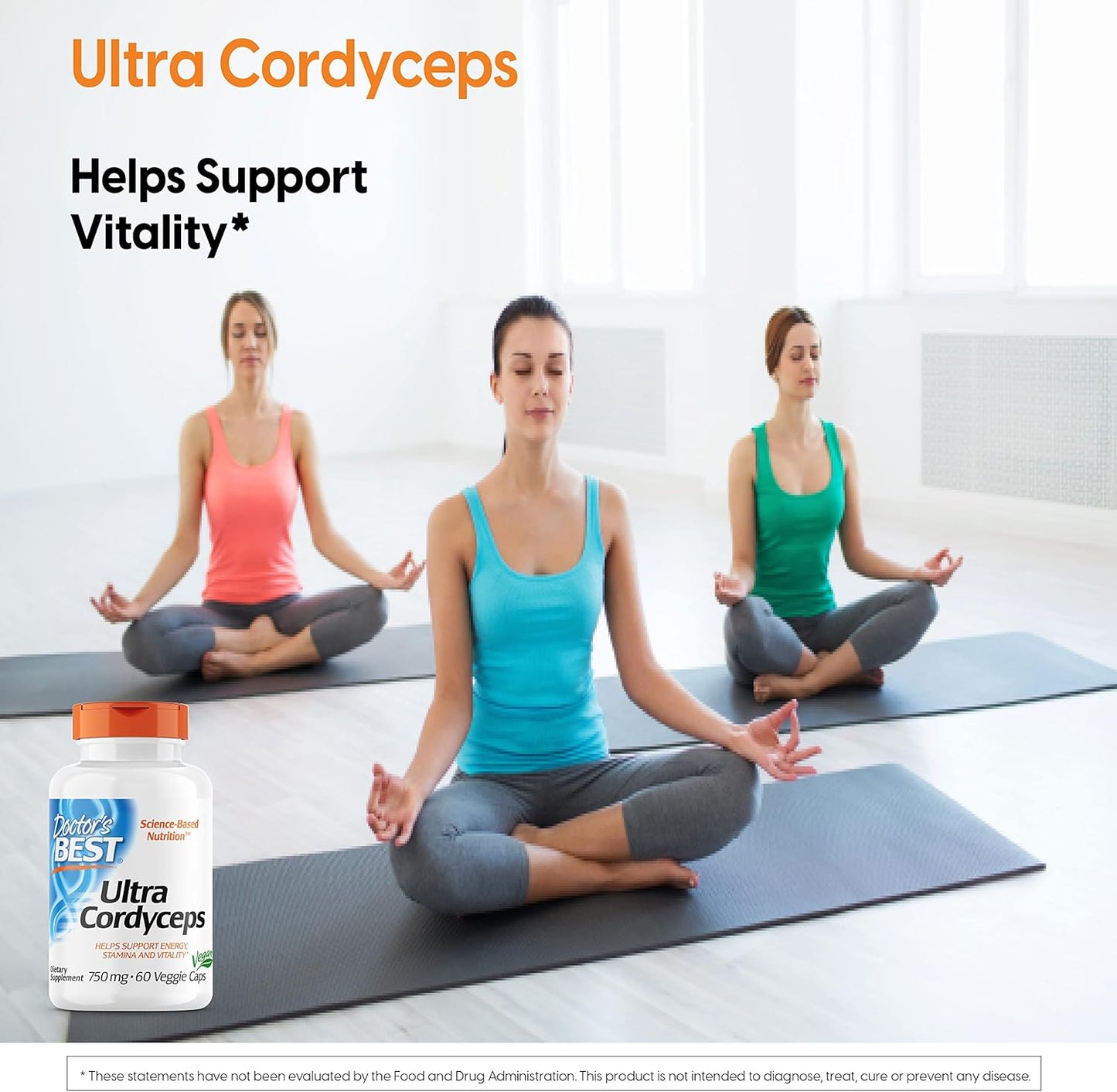 Doctor's Best Ultra Cordyceps Capsules - Non-GMO, Vegan, Gluten-Free, Soy-Free - 60 Count