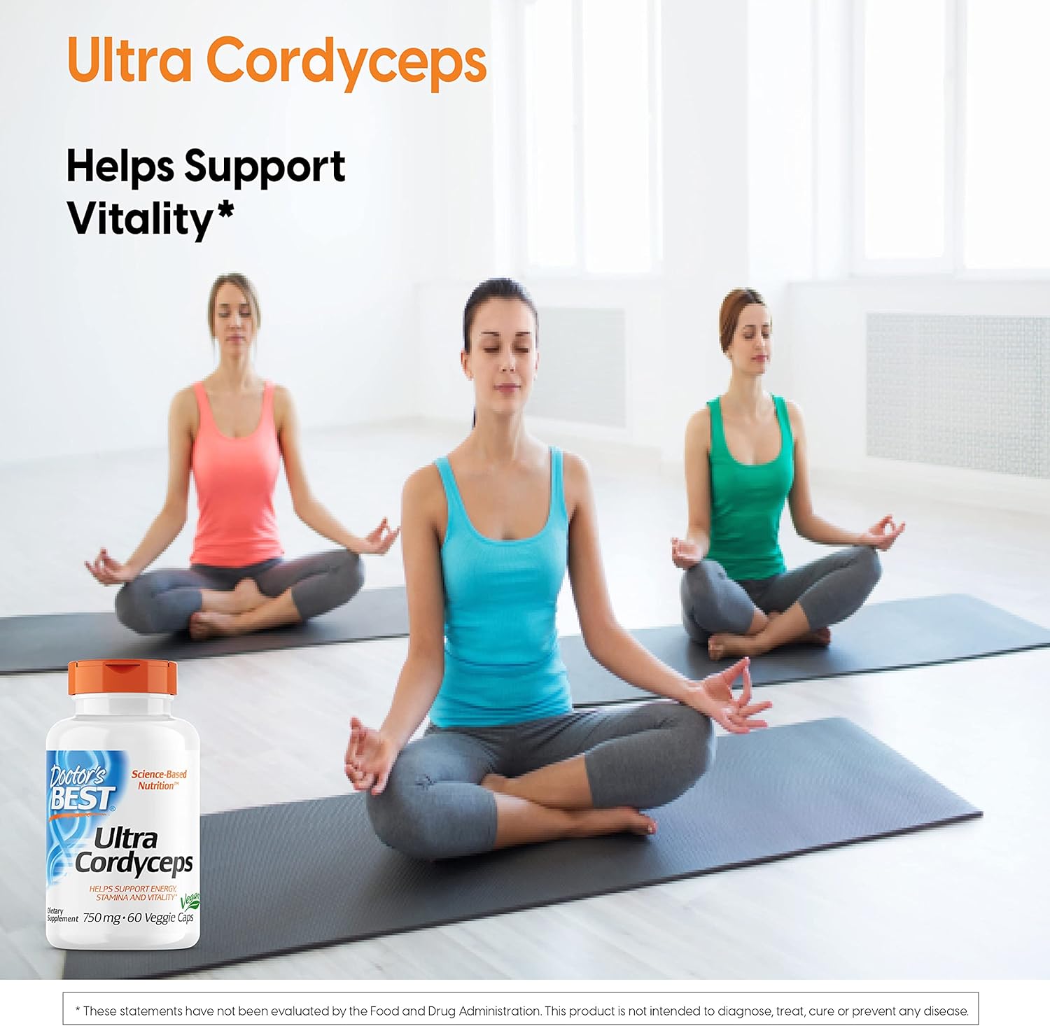 Doctor's Best Ultra Cordyceps Capsules - Non-GMO, Vegan, Gluten-Free, Soy-Free - 60 Count