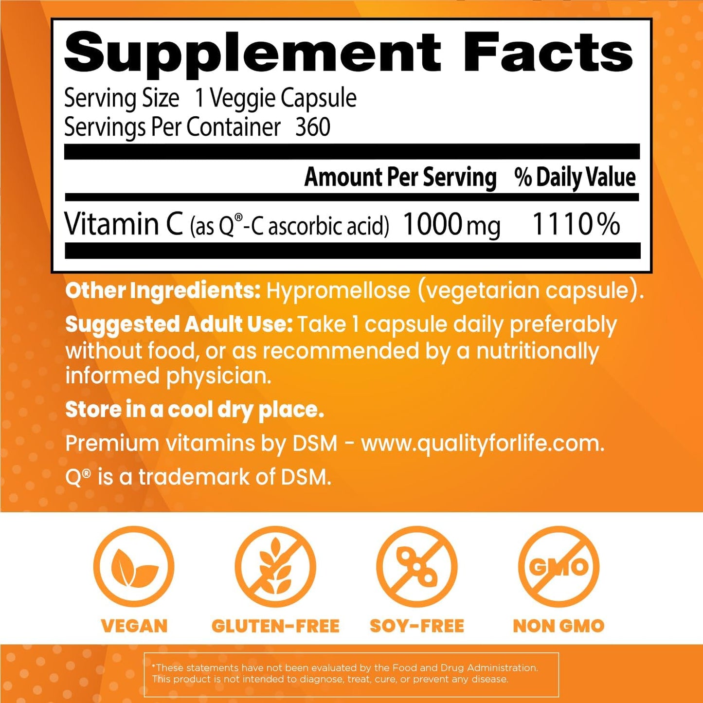Doctor's Best Vitamin C 1000 mg Capsules - Immune System Support, Non-GMO, Gluten-Free, Soy-Free, Vegan - 360 Count - BoostGo Australia