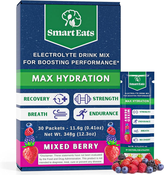 Doctors Designed Smart Eats Electrolyte Powder - 1,690mg Electrolytes, 9 Essential Minerals & Vitamins, 5 Antioxidants, Sour Berry Flavor - 30 Packets