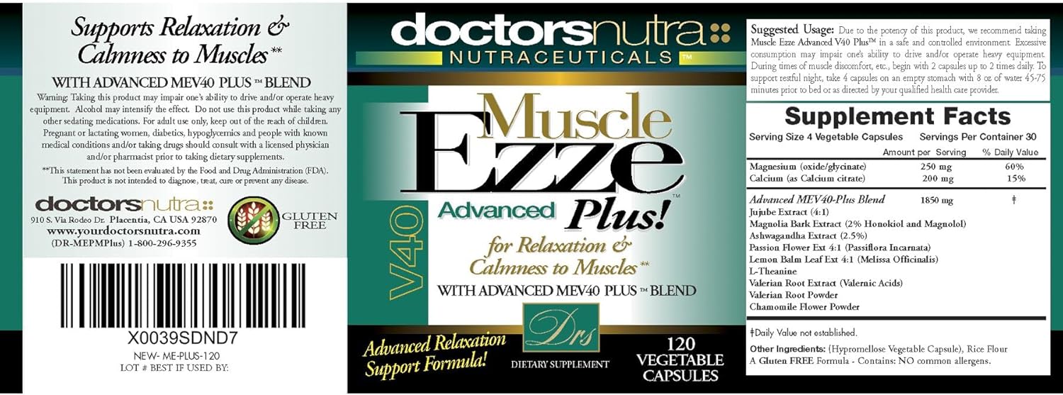 Doctors Nutra Muscle Ezze Plus - Day and Night Formula - 120 Gluten-Free Veg Capsules
